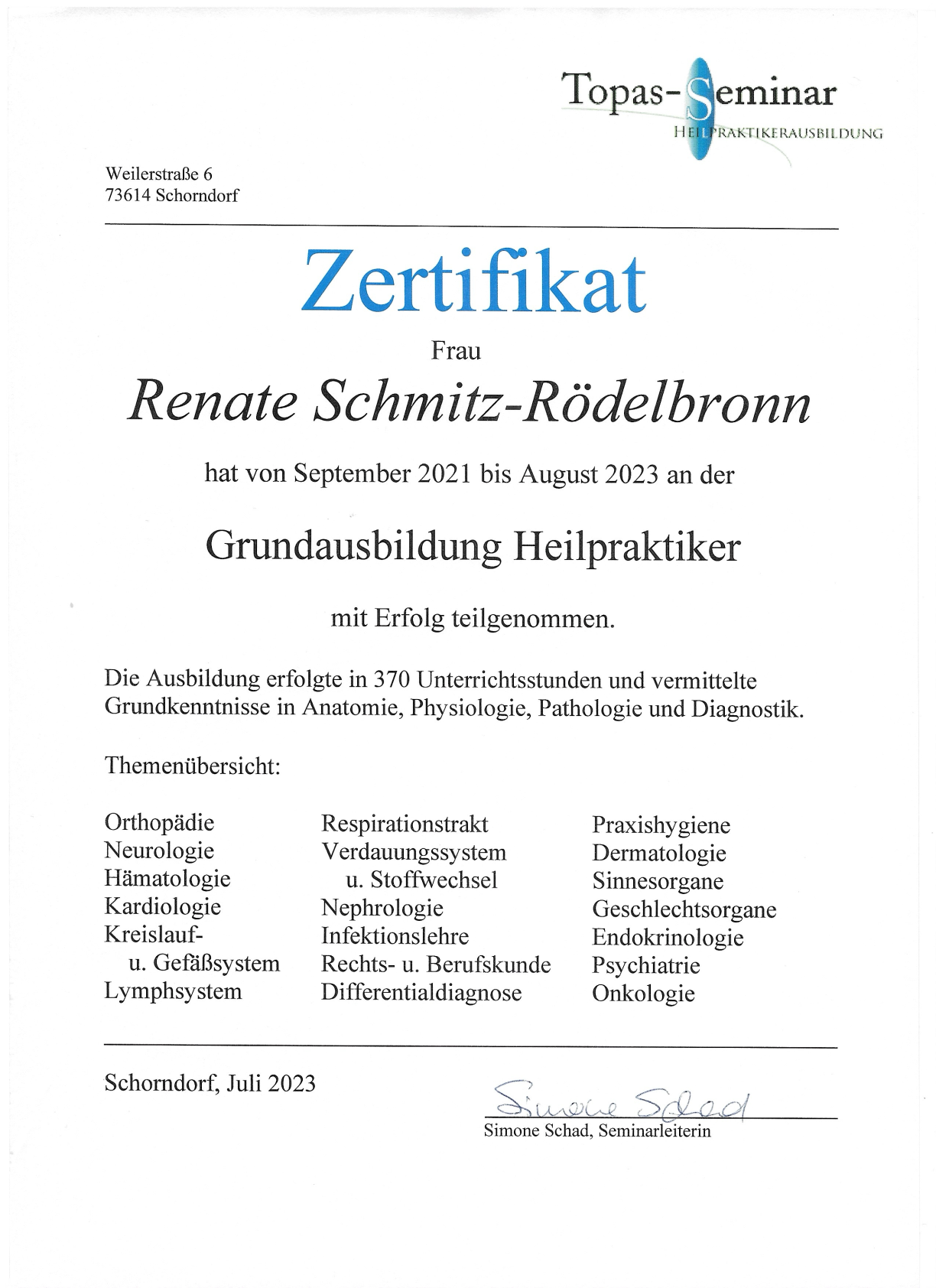 Heilpraktiker Grundausbildung